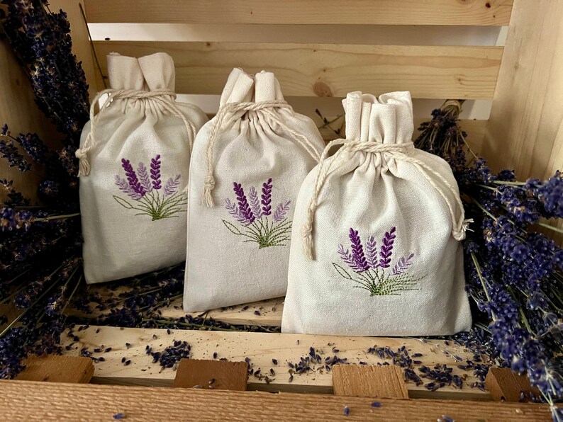 Lavender Embroidered Sachet Filled With Lavender Cotton Etsy