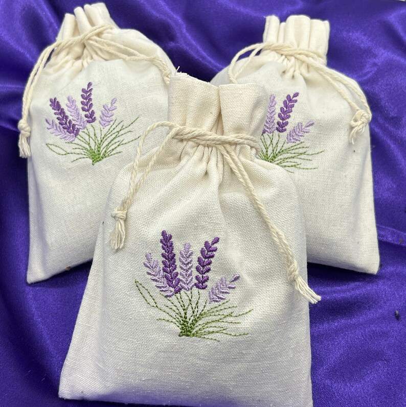 Lavender Embroidered Sachet Filled With Lavender Cotton Etsy