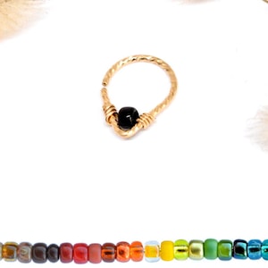 Anneau piercing Or rempli 14 Carats Diamanté Goutte, Perle verre Ø 5,6,7,8,9,10,11,12mm, 19G (0,89mm) Cartilage oreille Nez Nombril