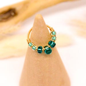 Piercing ring, 12K gold filled/ 316L stainless steel/ 925 silver, glass beads, Ø 8,9,10,11,12mm, G20 (0.8mm) Nose Septum Cartilage ear Lobe
