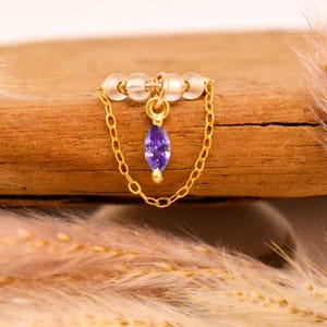 Pendant piercing ring, 12K gold filled, gold filled chain, glass beads, Ø 9mm 18G (1mm) Cartilage ear Helix Conch Septum Upper lobe
