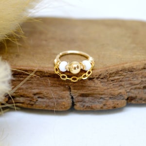 Piercing ring, 12K gold filled, gold filled chain, glass beads, Ø 7,8,9,10mm, 20G (0.8mm), Cartilage ear, rook, daith, tragus