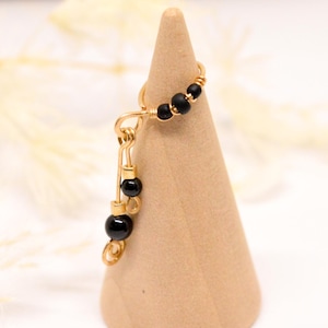 12K Gold Filled Piercing Ring, Spinel Gemstone Pendant, Black Gold Plated, 8mm Diameter, 20g (0.8mm) Navel Cartilage Helix Mini Hoop Upper Lobe