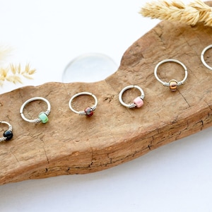 Piercing ring, 316L stainless steel, glass pearl, G20 or G18, Ø 6, 7, 8, 9, 10, 11, 12mm, Cartilage Ear, Nose, Navel, Minimalist
