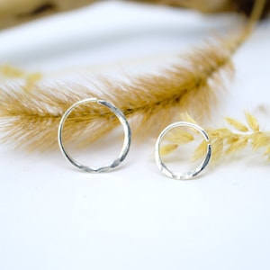 Piercing ad anello, argento 925 martellato, 20G (0,8mm), Ø 6,7,8,9,10,11mm, cartilagine dell'orecchio, setto nasale, ombelico, minimalista, mini creolo