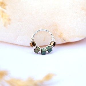 Piercing ring, 925 silver / 316L stainless steel, glass beads, Ø 7, 8, 9mm, 20G (0.8mm) Cartilage ear nose rook tragus anti helix nostril