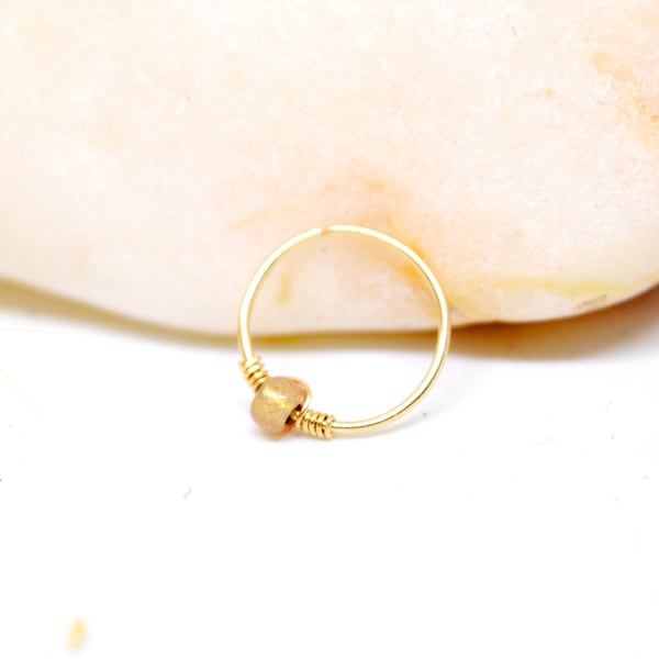 Piercing ring, 14 Carat gold filled, glass bead Ø 6, 7, 8, 9, 10mm, 22G / 20G, ear cartilage, nose, tragus, conch, helix, nostril