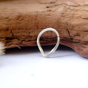 Anneau piercing goutte, Argent 925 martelé, 18G  (1mm), Ø 7,8,9,10,11mm, Cartilage oreille, Nez septum, Nombril, minimaliste, mini créole
