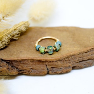 Piercing ad anello, oro 12K riempito/argento 925/acciaio 316L, perline di vetro blu, 16G/18G/20G, Ø 10,11,12mm, cartilagine orecchio naso ombelico conchiglia