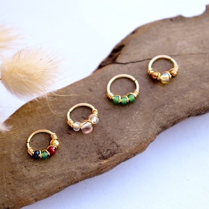 Piercingring, 12K Gold Filled / 925 Silber / 316L Edelstahl, 20G (0,8mm), Ø 5, 6, 7, 8mm, mehrfarbig, Nase Knorpel Ohr Bauchnabel Tragus Turm