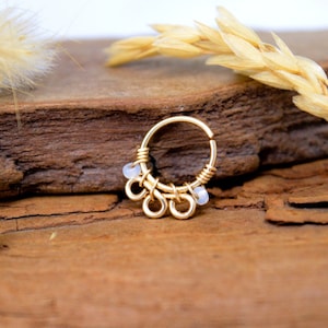 12K Gold Filled Piercing Ring, Glasperlen, Ø 7,8,9mm 20G/0,8mm, Blume, Knorpel Ohr, Helix Tragus Rook Daith Bauchnabel, Nase Nostril