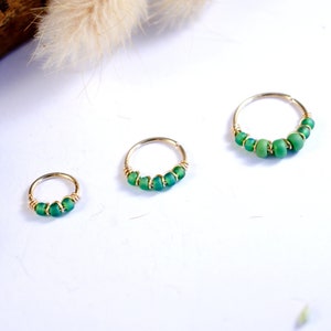 Anello penetrante, Oro riempito 12K / Argento 925 / Acciaio inossidabile 316L, 20G/0,8 mm, Ø 6,8,10 mm, verde, naso, cartilagine dell'orecchio, ombelico, mini cerchio
