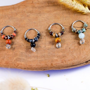 Piercingring, 316L Stahl/12K Gold gefüllt/925 Silber, Edelsteine Ø 9,10,11,12mm 20G (0,8mm), Ohrknorpel, Nasenseptum Conch Helix