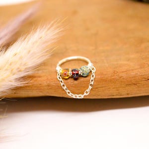 925 Silver Piercing Ring, Multicolored Beads, 925 Silver Chain Ø 8,9,10,11,12mm 18G Cartilage Ear Helix Daith Rook Nose Mini Creole