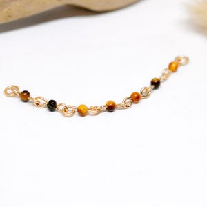 14k gold filled chain and tiger eye gemstones, for piercing, ring or stud, Nose Nostril Conch Helix Industrial Lobe and upper lobe