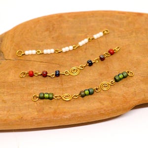 Piercing chain 304L stainless steel gold, glass beads, red green white For ring, bar or creole, Conch Helix Industrial Upper