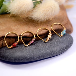 Dreieckiger Tropfen-V-Piercingring, Gold Filled/925 Silber/316L Edelstahl, Ø 10,11,12mm, 20G (0,8mm) Knorpelohr, Nasenseptum, Ohrläppchen