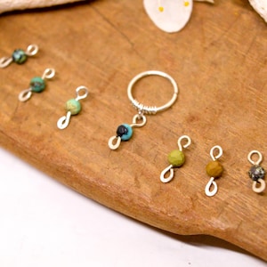 925 Silber Piercing Ring, Türkis Stein Anhänger, 20G/18G Ø 6,7,8,9,10,11,12mm Knorpel Ohr Nase Septum Helix Conch Tragus Daith