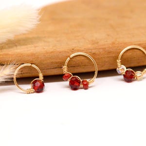 Piercingring van 12 karaat goud gevuld, Swarovski-kristal Ø 8, 9, 10, 11, 12 mm, 20 g (0,8 mm) kraakbeen in het oor, Daith Rook conch helix navel, neustussenschot