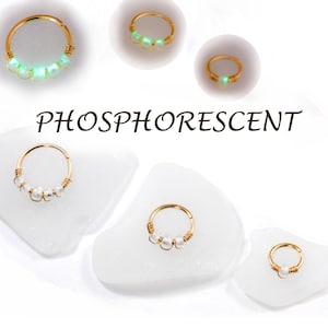 Piercing ad anello riempito in oro 12 carati, perline di vetro fosforescente 20G Ø 5,6,7,8,9,10,11,12mm Cartilagine Orecchio Naso Ombelico Daith Elica Divertimento