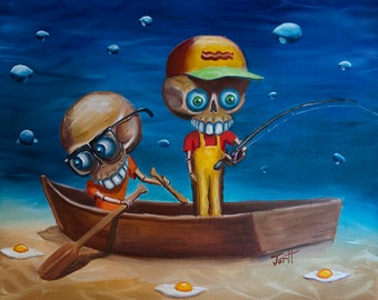 Original Oil Painting - Fishin' Buddies