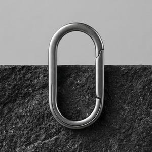 Jibbon Titanium Keyring Series 2, Stonewashed Finish, Hold-Lock Carabiner Clip