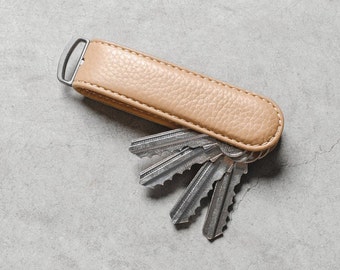 Organizador de llaves de cuero Pebble, llavero de cuero italiano, EDC