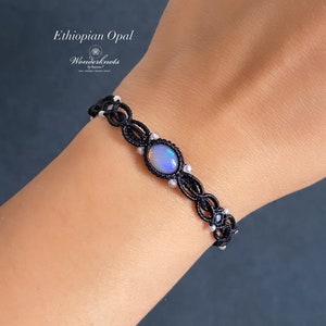 Ethiopian Opal macrame bracelet jewelry