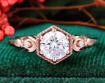 Art Deco Moissanite Ring, Filigree Cluster, Handmade Promise Ring
