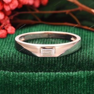 Herren Diamantring, Herrenring, Ehering aus massivem Gold im Baguetteschliff Moissanite Lab Männer machten simulierten Diamant Ehering Band Geschenk für Ehemann