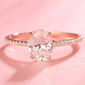 Oval Moissanite Brautring, 1.5ct Diamant Brautring, Rose Weiß Gold Passender Ring, Moissanite Verlobungsring, Jubiläum Ring Geschenk