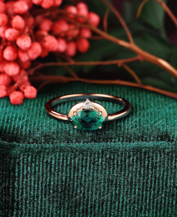 Emerald engagement rings etsy hot sale