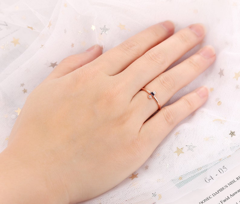 Baguette Cut Sapphire Wedding Ring in 14k or 18k Rose Gold Sapphire Engagement Ring Natural Gemstone Ring Blue Stone,September Birthstone