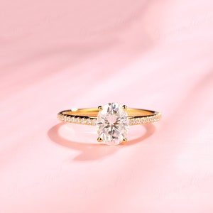 Oval Moissanite Bridal Ring, 1.5ct Diamond Bridal Ring, Rose White Gold Matching Ring, Moissanite Engagement Ring, Anniversary Ring Gift image 3