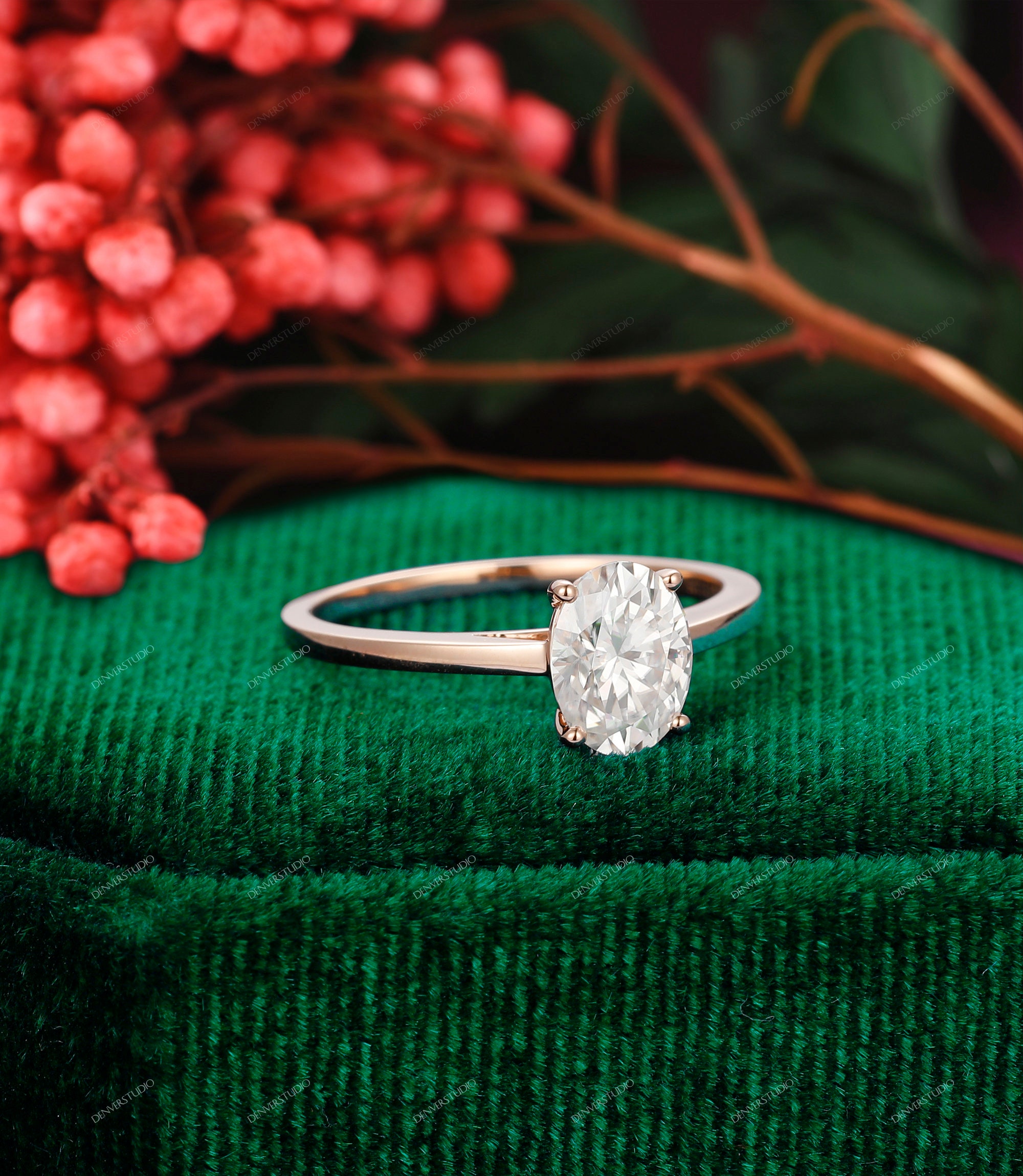 Oval Moissanite Solitaire Ring, 1.5CT, Solid Gold Anniversary Ring - Etsy