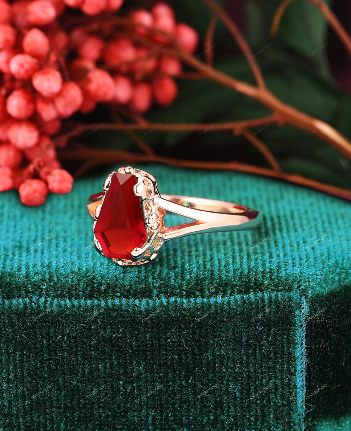 Shield Shaped Ruby Proposal Ring Solid Gold Ruby Promise Etsy — free download