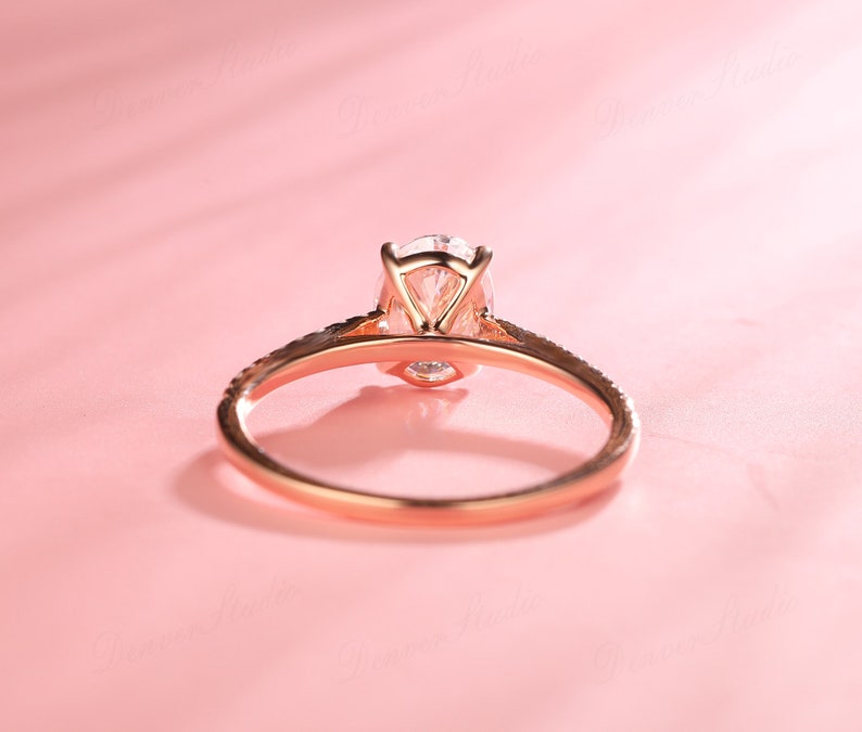 Oval Moissanite Bridal Ring, 1.5ct Diamond Bridal Ring, Rose White Gold Matching Ring, Moissanite Engagement Ring, Anniversary Ring Gift image 5