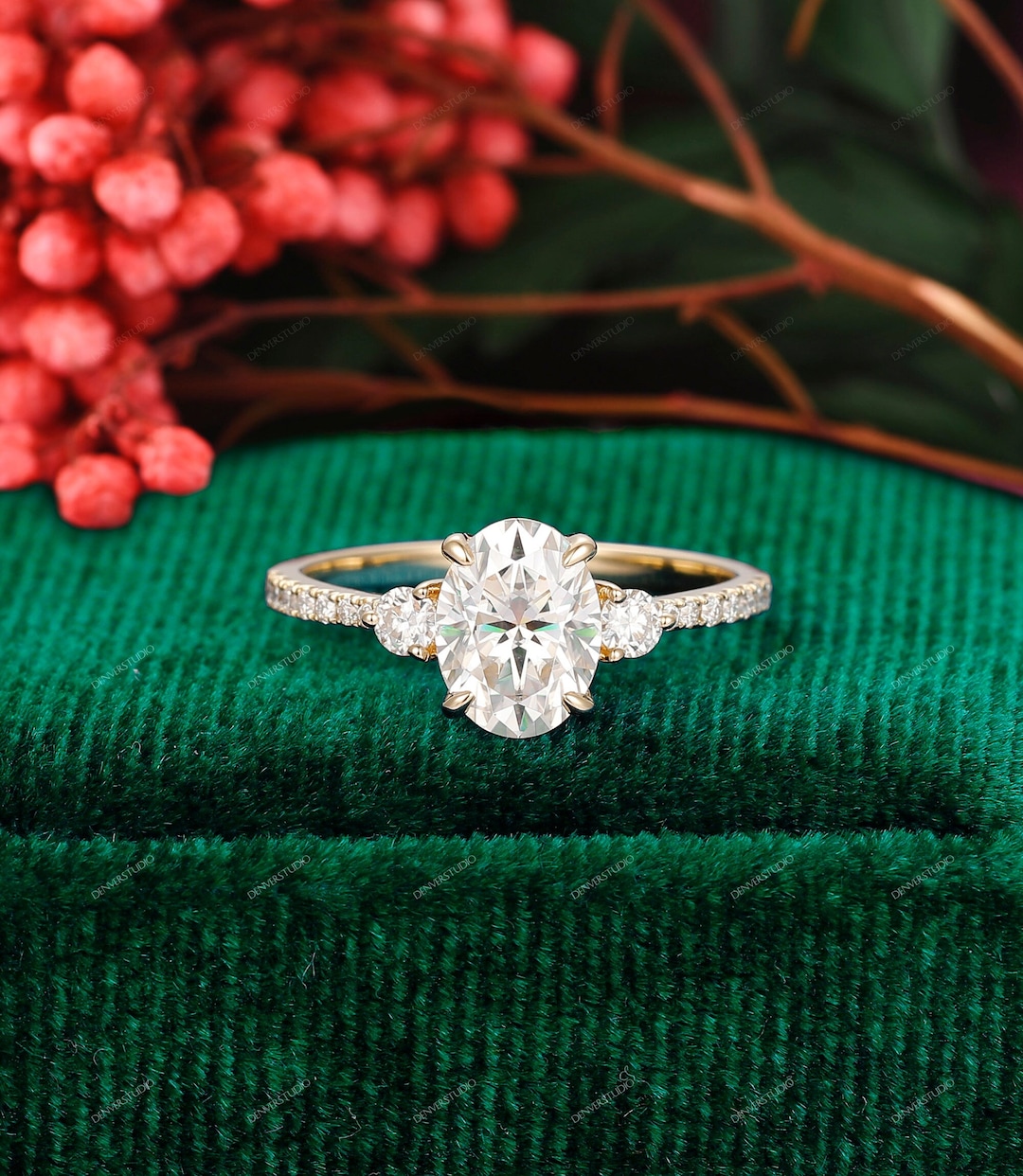 Certified Diamond Ring, Cluster Lab Diamond Wedding Engagement