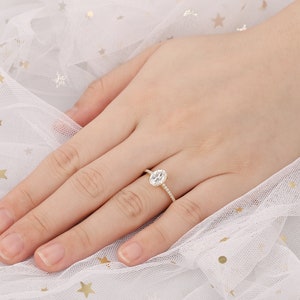 Oval Moissanite Bridal Ring, 1.5ct Diamond Bridal Ring, Rose White Gold Matching Ring, Moissanite Engagement Ring, Anniversary Ring Gift image 9