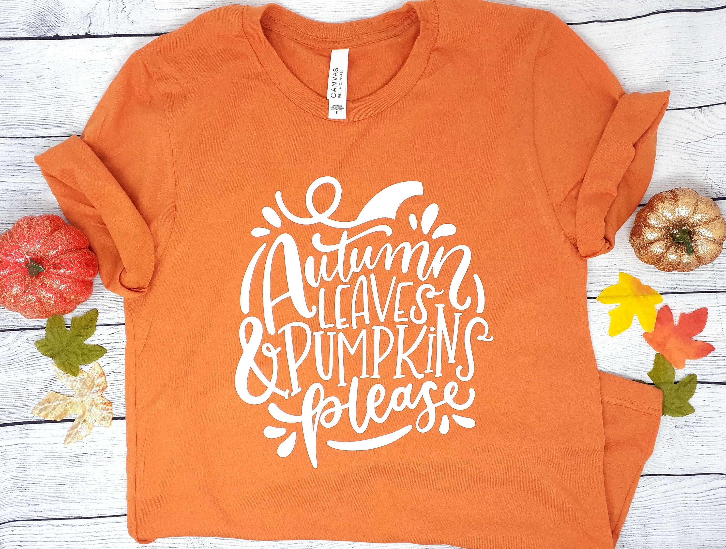 Fall T Shirt Fun Autumn Shirt Autumn Leaves Pumpkins Please Etsy.de