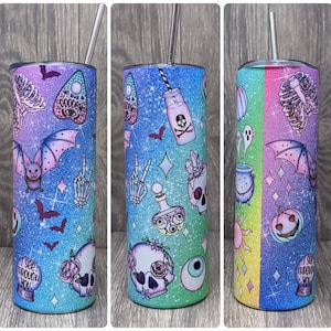 Halloween Pastel Creepy Gothic Insulated Tumbler, Halloween Spooky Pastel Gothic Skinny 20 oz Tumbler