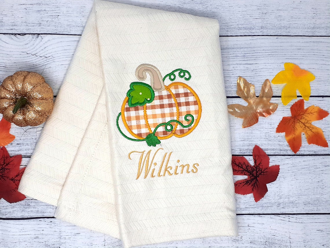 Fall Kitchen Hand Towel Pumpkin Dish Towel Housewarming Etsy