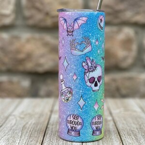 Halloween Pastel Creepy Gothic Insulated Tumbler, Halloween Spooky Pastel Gothic Skinny 20 oz Tumbler