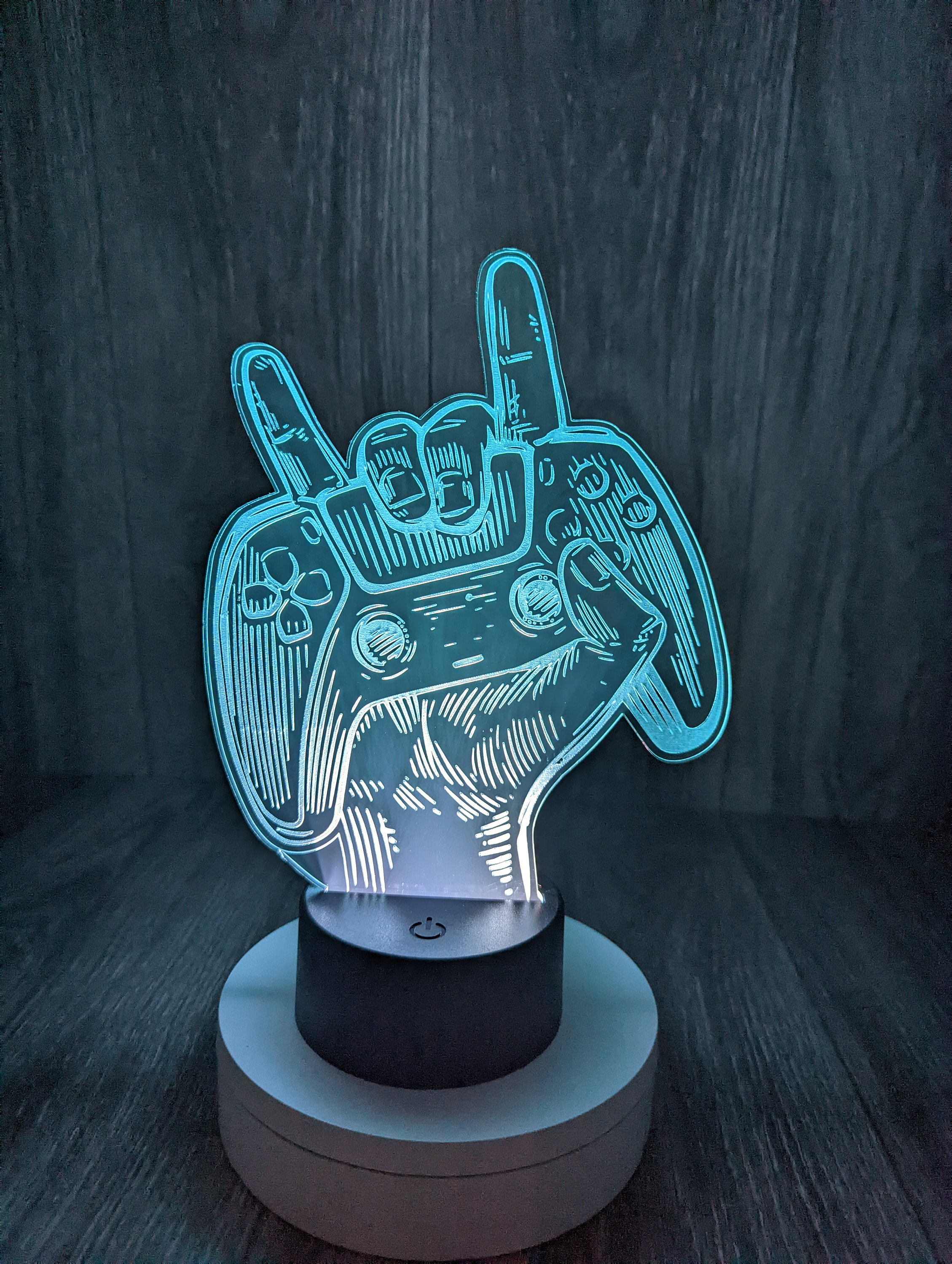 Gamer LED Acrylic Sign, Laser Engraved LED Game Controller Acrylic Sign ...