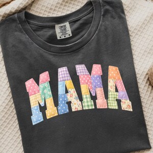 Mama Floral Faux Patch Shirt, Faux Embroidery Mother's Day Gift, Retro Floral Coquette Mama Tee, Comfort Colors T- Shirt