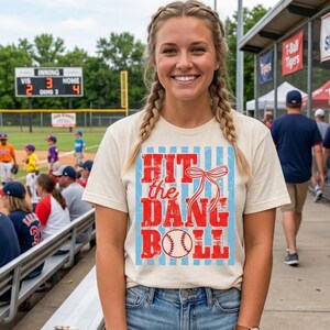 Hit the Dang Ball Shirt, Retro Softball Mom Funny Gameday T Shirt, Softball Mom Gift