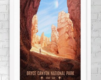 Bryce Canyon National Park Travel Poster door National Parks Co. | National Park Print | Bryce Canyon Print (frame niet inbegrepen)