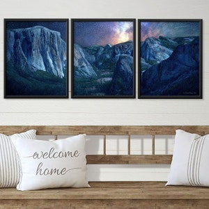 Yosemite Valley 3 Panel Print by National Parks Co. | The Mountains are Calling | National Park Art | Yosemite Wall Art (frame not included)