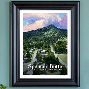 Spencer Butte - Eugene, Oregon Print | Spencer Butte Poster| Eugene Poster |  Eugene, Oregon Travel Poster  - Wall Art (frame not included)