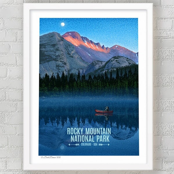 Rocky Mountain National Park Travel Poster by National Parks Co. | National Park Print | Rocky Mountain Print (frame not included)